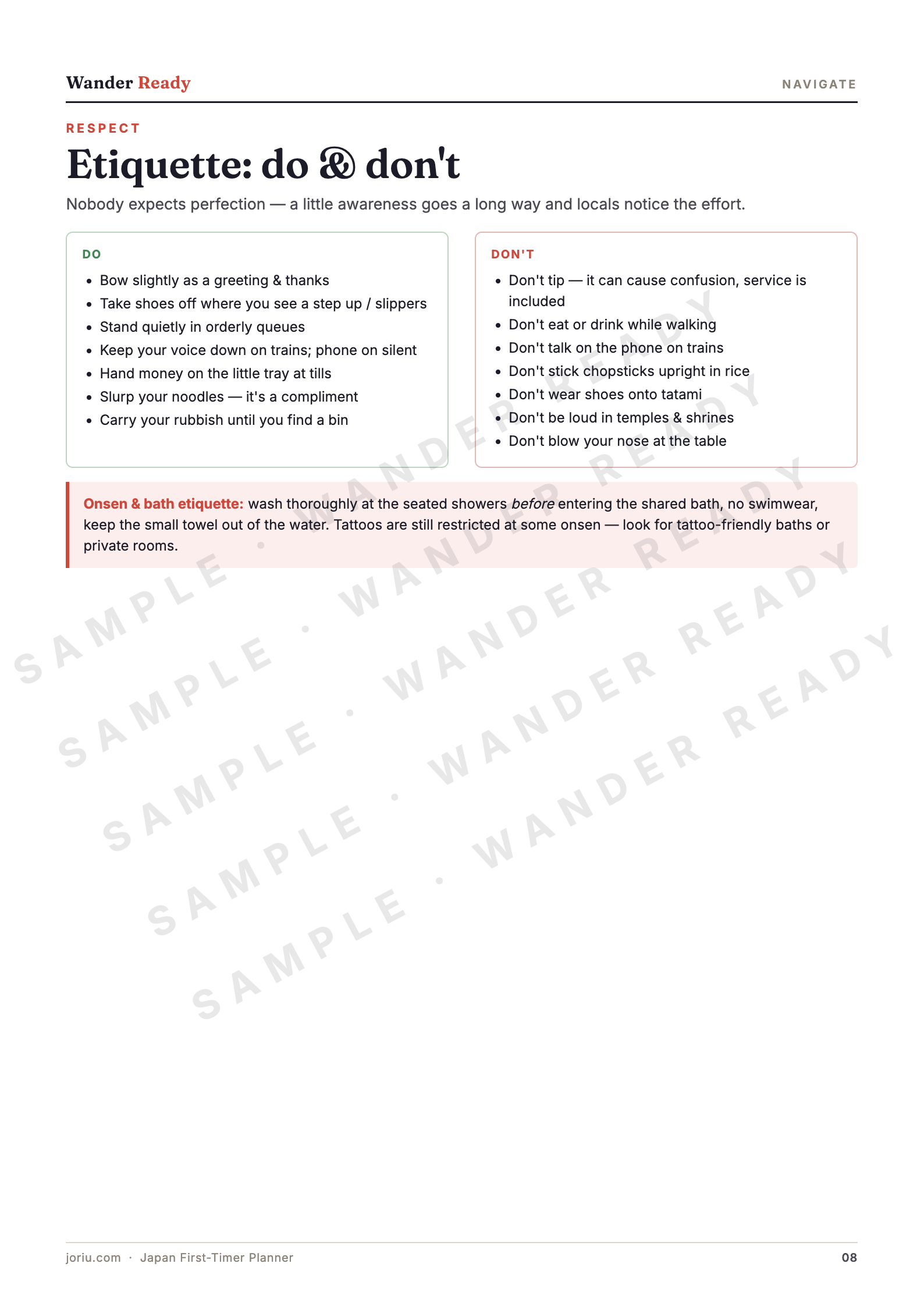 Etiquette do & don't