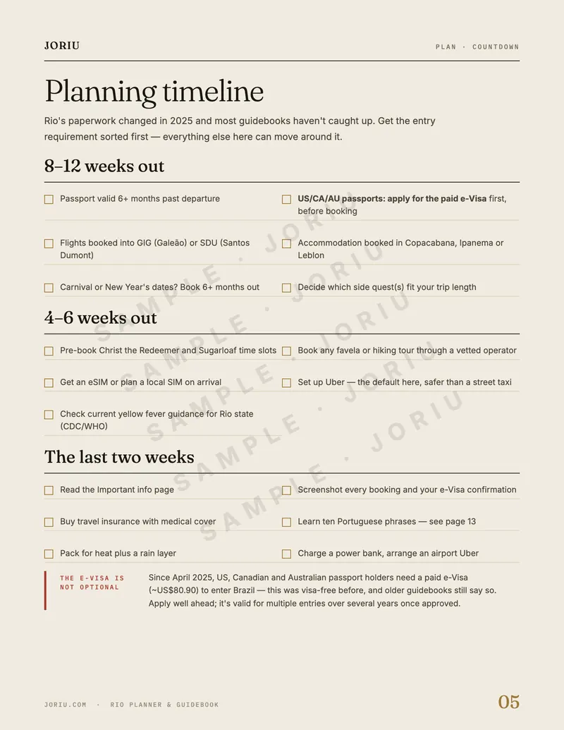 Rio de Janeiro planner — Transit cheat sheet